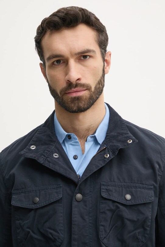 Бавовняна куртка Barbour Ogston Casual Jacket темно-синій MCA1039