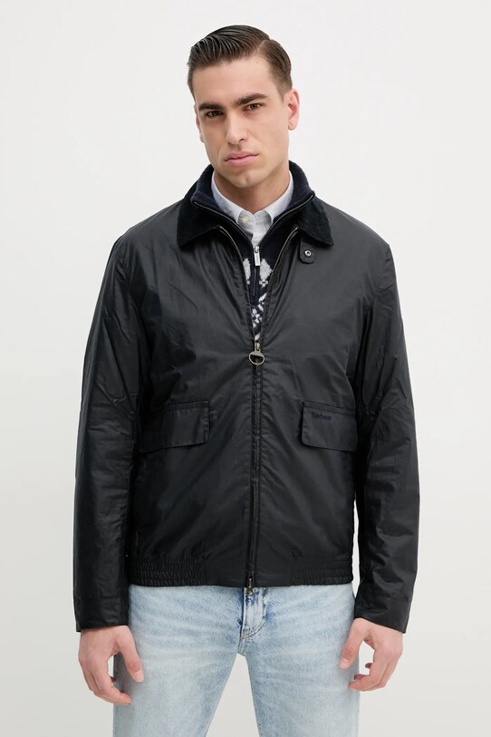 Памучно яке Barbour Newbury Wax Jacket без изолация тъмносин MWX2449