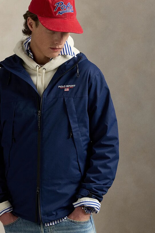 Nepromokavá bunda Polo Ralph Lauren námořnická modř 710968728