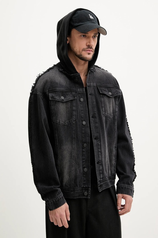 Bavlněná bunda Desigual BERLIN s kapucí šedá 25SMED04