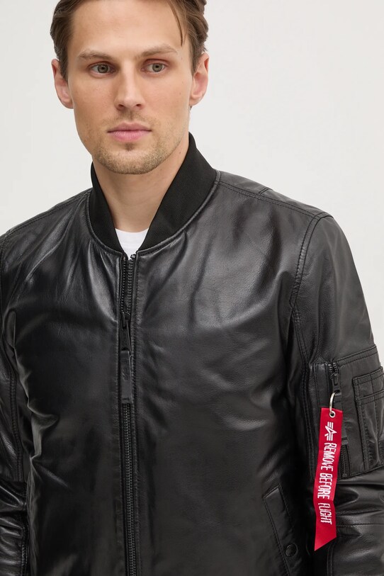 Alpha Industries geaca bomber de piele MA-1 Leather negru 156141