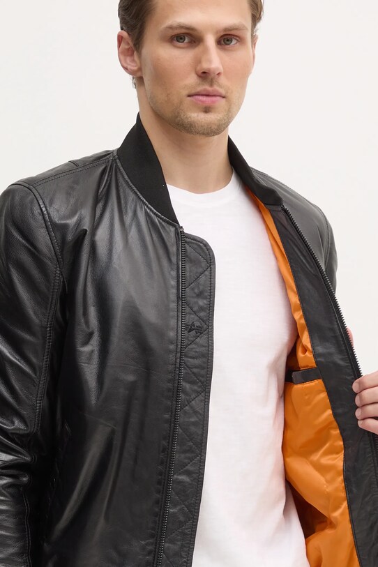 Alpha Industries leather bomber jacket MA-1 Leather 156141 black