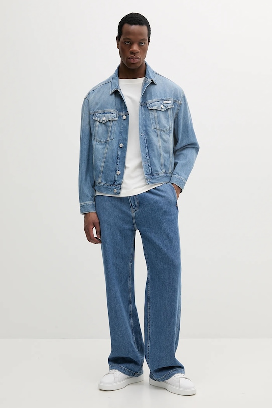 Džínová bunda Calvin Klein Jeans J30J327587 modrá SS25