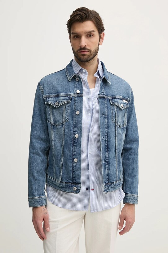 Дънково яке Calvin Klein Jeans без качулка син J30J327588