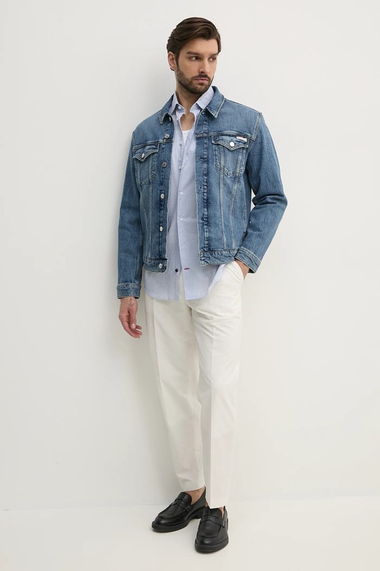 Džínová bunda Calvin Klein Jeans J30J327588 modrá SS25