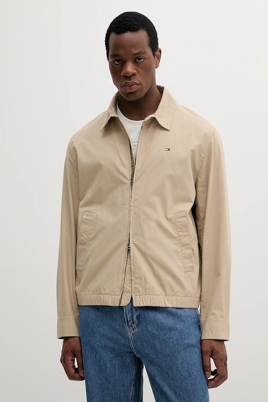 Pamučna jakna Tommy Hilfiger bez tople podstave bež MW0MW38715