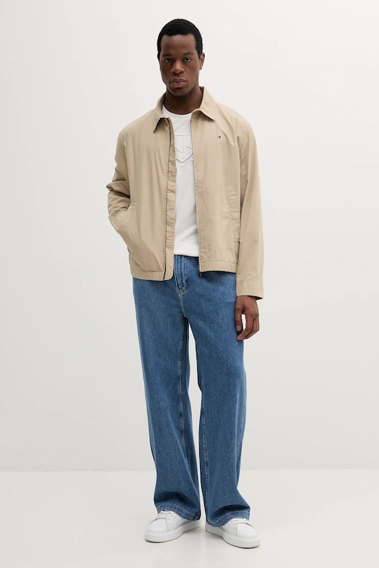 Pamučna jakna Tommy Hilfiger MW0MW38715 bež SS25