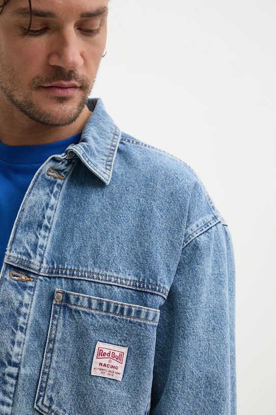 Džínová bunda Red Bull Racing x Pepe Jeans HOODED DENIM JACKET modrá RM400020R17