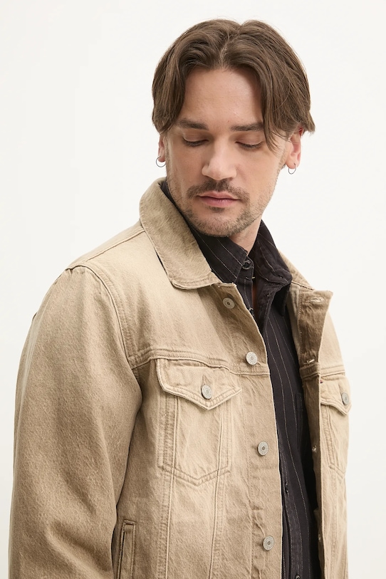 Rifľová bunda Tommy Jeans zelená DM0DM21857