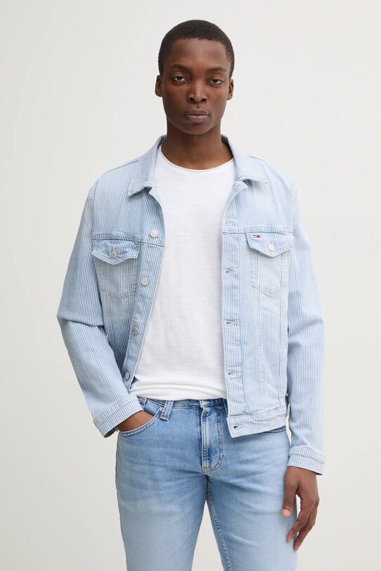 Tommy Jeans kurtka jeansowa bez kaptura niebieski DM0DM21048