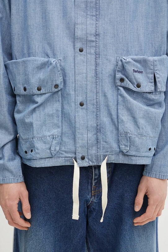 Сорочка з льону Barbour Barbour Durham Chambray Casual Jacket блакитний MCA1038