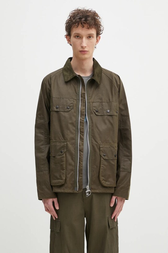 Куртка Barbour Barbour Re-Engineered Short Bedale Wax Jacket с подкладкой зелёный MWX2446