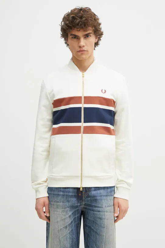 Fred Perry cotton sweatshirt all-over print beige J9047.760