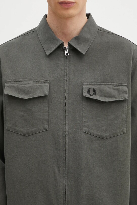 Fred Perry cotton shirt jacket green M9833.638