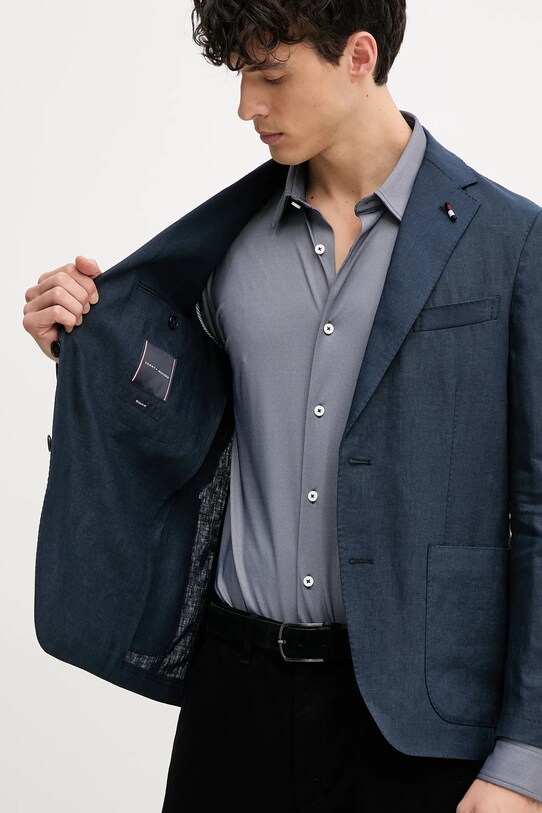 Ľanové sako Tommy Hilfiger tmavomodrá SQTHL5966.SQTH500