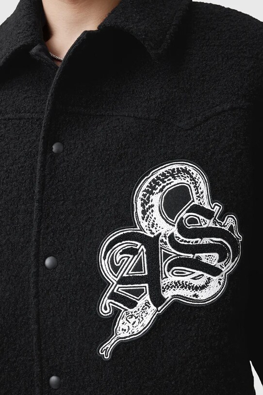 Îmbrăcăminte AllSaints jacheta bomber din lana AMBAUM M008OC negru