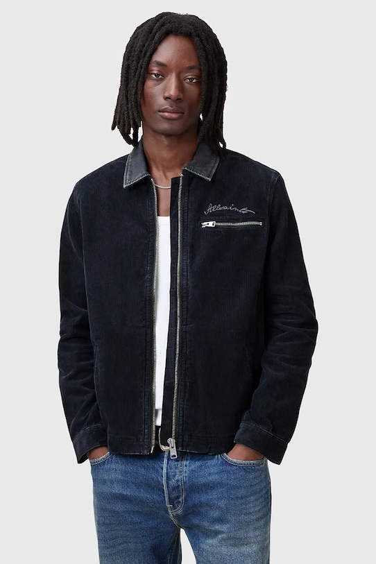 AllSaints kurtka sztruksowa ROTHWELL bez kaptura granatowy M016OC