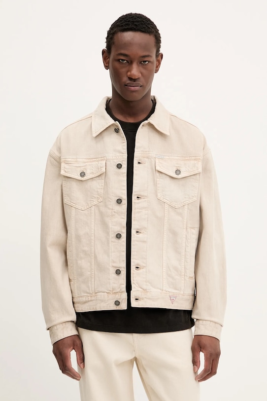 Guess Jeans giacca di jeans denim beige M5GN38.D5OC1