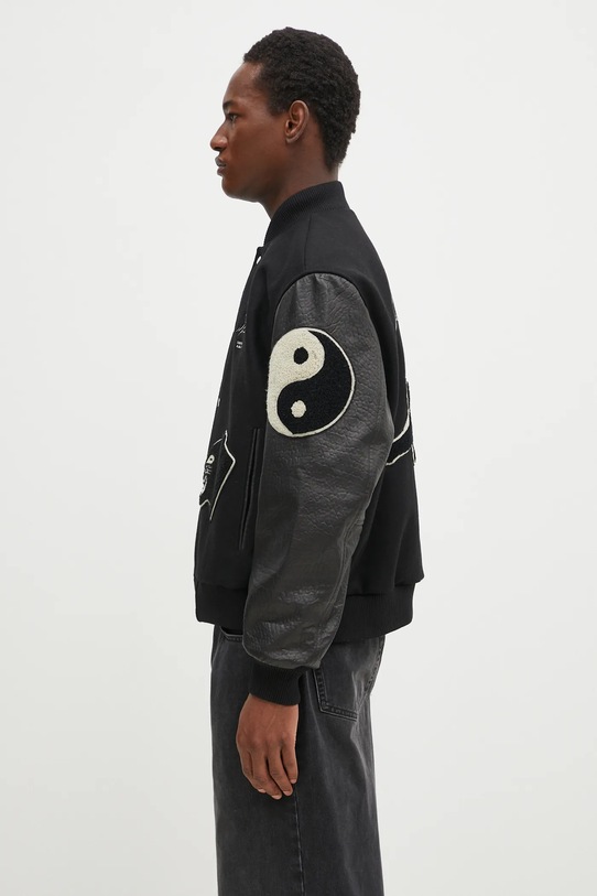 MKI MIYUKI ZOKU jacheta bomber din lana Patch Varsity PATCH.VARSITY.BLACK negru SS25