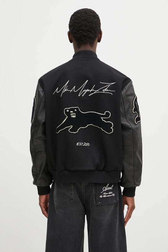Îmbrăcăminte MKI MIYUKI ZOKU jacheta bomber din lana Patch Varsity PATCH.VARSITY.BLACK negru