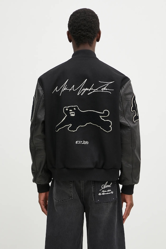 Одежда Шерстяная куртка-бомбер MKI MIYUKI ZOKU Patch Varsity PATCH.VARSITY.BLACK чёрный
