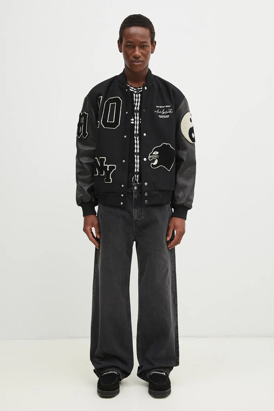 MKI MIYUKI ZOKU wool bomber jacket Patch Varsity PATCH.VARSITY.BLACK