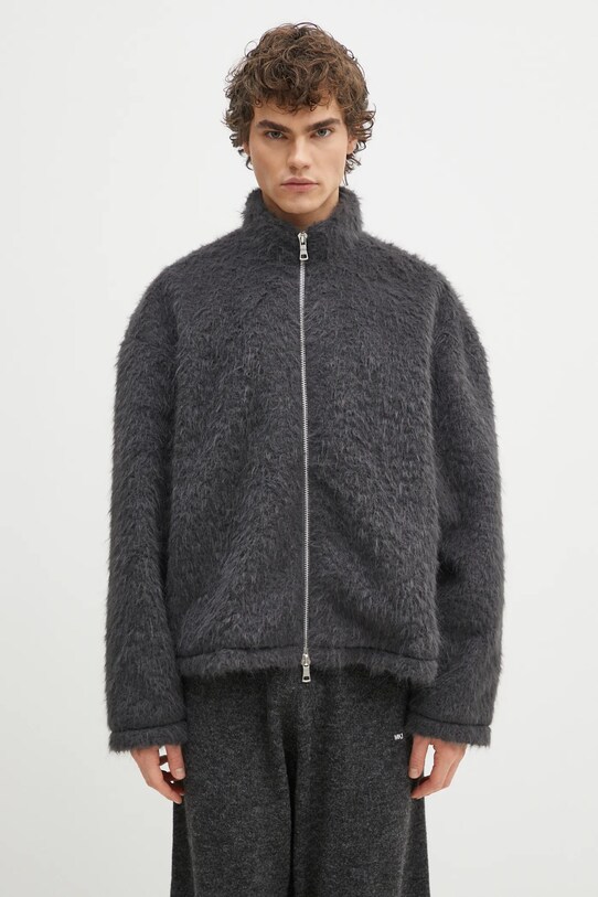Jakna MKI MIYUKI ZOKU Faux Alpaca Track Jacket bez tople podstave siva FAUX.ALPACA.TRACK.CH