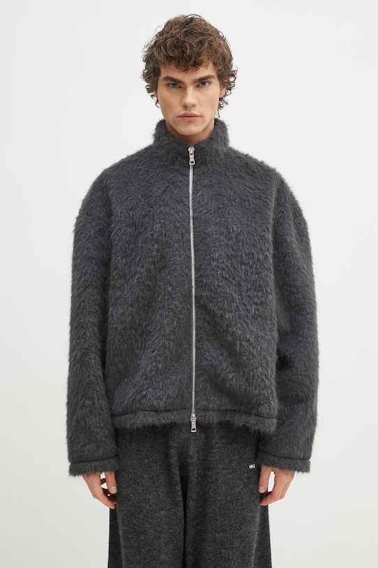 Bunda MKI MIYUKI ZOKU Faux Alpaca Track Jacket bez kapuce šedá FAUX.ALPACA.TRACK.CH