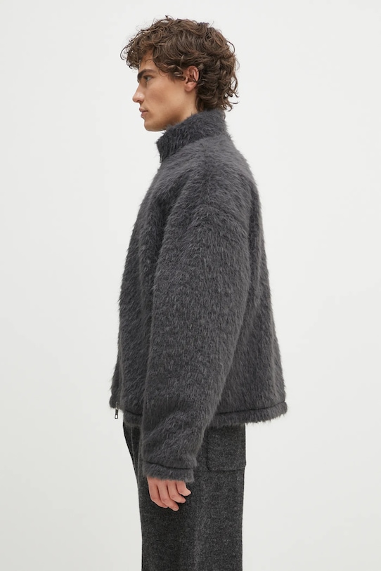 Bunda MKI MIYUKI ZOKU Faux Alpaca Track Jacket FAUX.ALPACA.TRACK.CH šedá SS25