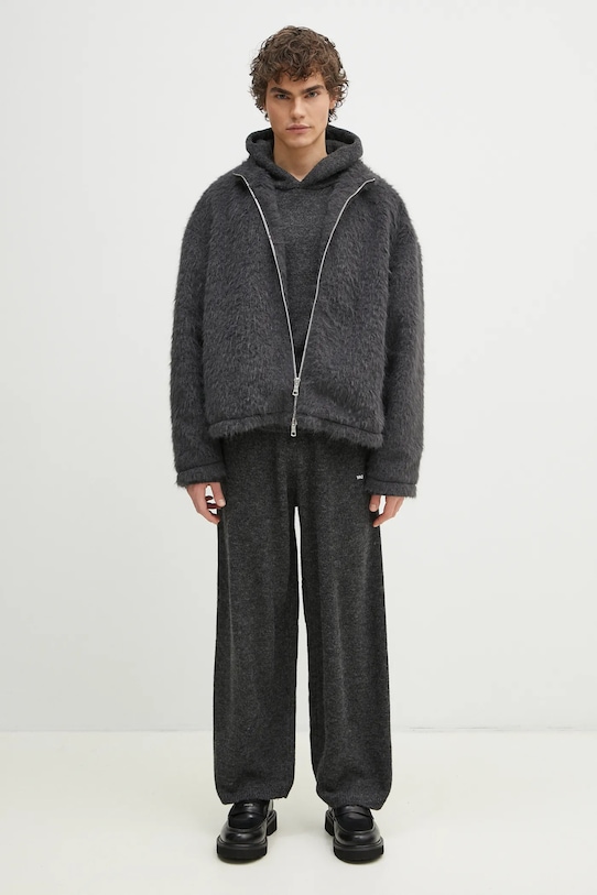 Bunda MKI MIYUKI ZOKU Faux Alpaca Track Jacket FAUX.ALPACA.TRACK.CH šedá