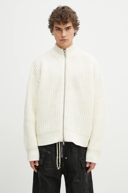 MKI MIYUKI ZOKU cardigan din amestec de lana Chuky Rib Knit Track Jacket uni bej CHUKY.RIB.KNIT.TRACK.J.