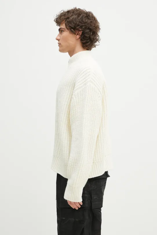 MKI MIYUKI ZOKU wool blend cardigan Chuky Rib Knit Track Jacket CHUKY.RIB.KNIT.TRACK.J. beige SS25