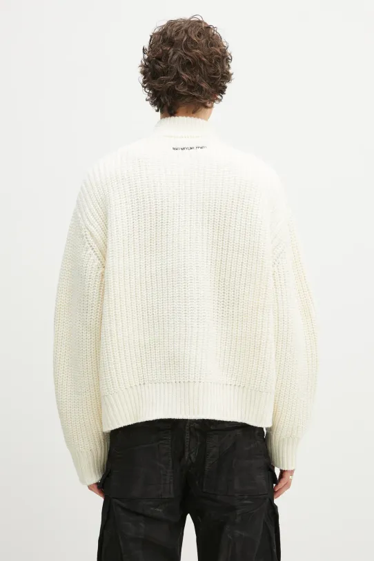 Odzież MKI MIYUKI ZOKU kardigan z domieszką wełny Chuky Rib Knit Track Jacket CHUKY.RIB.KNIT.TRACK.J. beżowy