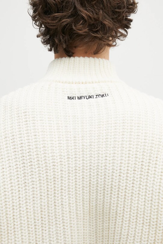 Жилетка с вълна MKI MIYUKI ZOKU Chuky Rib Knit Track Jacket бежов CHUKY.RIB.KNIT.TRACK.J.