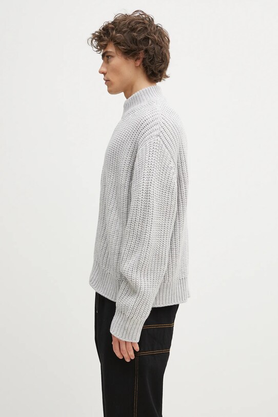 Kardigán s prímesou vlny MKI MIYUKI ZOKU Chuky Rib Knit Track Jacket CHUKY.RIB.KNIT.TRACK.GR sivá SS25
