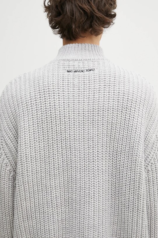 Kardigán s prímesou vlny MKI MIYUKI ZOKU Chuky Rib Knit Track Jacket sivá CHUKY.RIB.KNIT.TRACK.GR