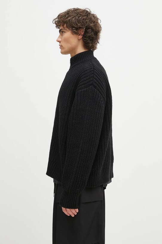 MKI MIYUKI ZOKU cardigan din amestec de lana Chuky Rib Knit Track Jacket CHUKY.RIB.KNIT.TRACK.BL negru SS25