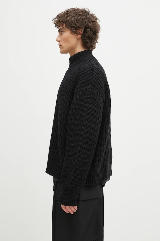 Кардиган с примесью шерсти MKI MIYUKI ZOKU Chuky Rib Knit Track Jacket CHUKY.RIB.KNIT.TRACK.BL чёрный SS25