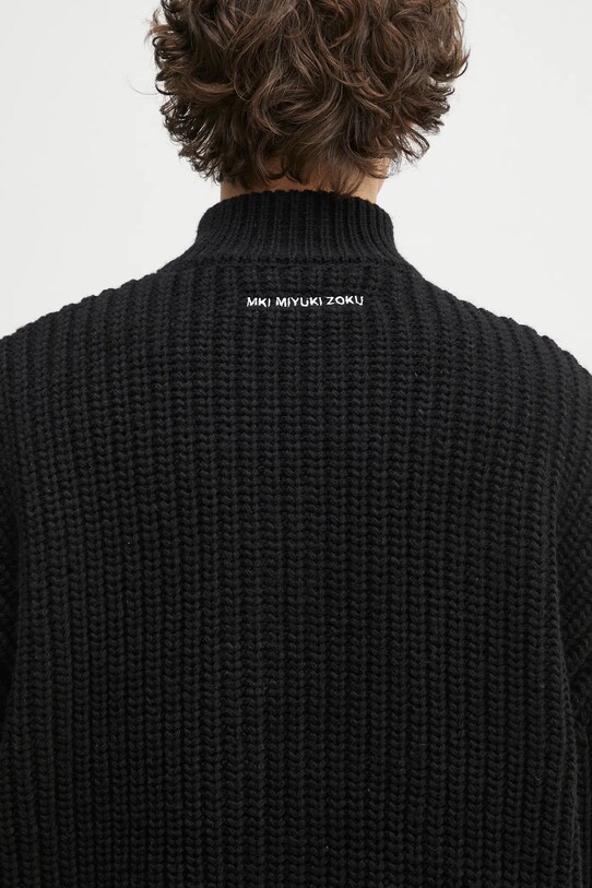 MKI MIYUKI ZOKU cardigan din amestec de lana Chuky Rib Knit Track Jacket negru CHUKY.RIB.KNIT.TRACK.BL