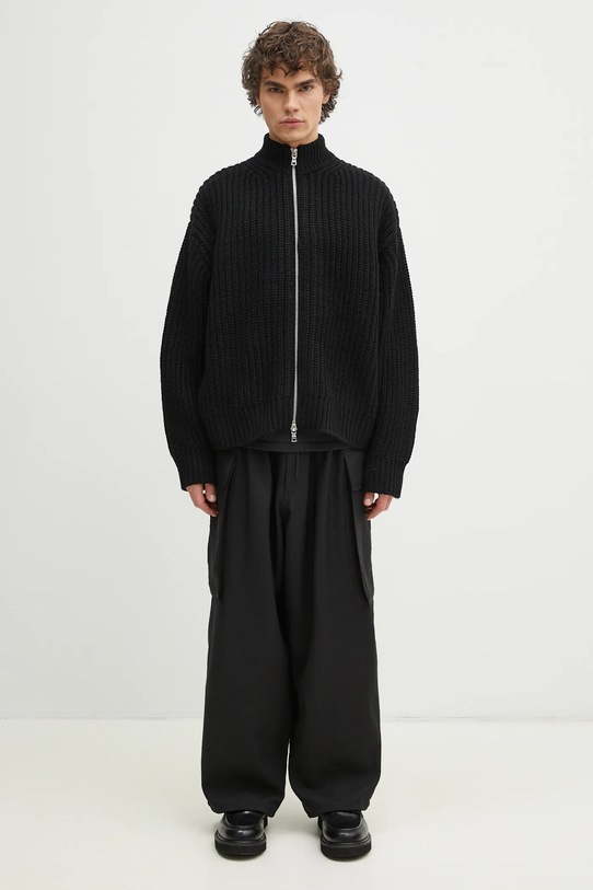 Кардиган с примесью шерсти MKI MIYUKI ZOKU Chuky Rib Knit Track Jacket CHUKY.RIB.KNIT.TRACK.BL чёрный