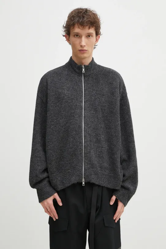 MKI MIYUKI ZOKU wool blend cardigan Mohair Blend Knit Track Jacket fine-knit black MOHAIR.BLEND.KNIT.TRACK