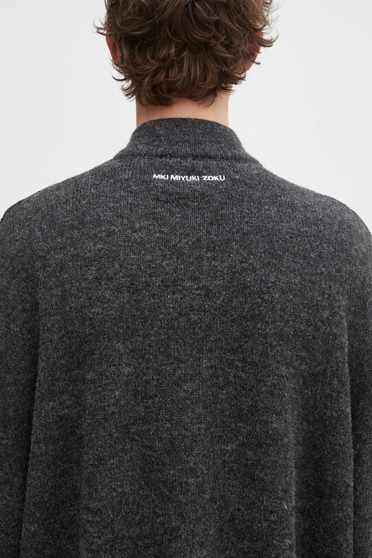 Кардиган з домішкою вовни MKI MIYUKI ZOKU Mohair Blend Knit Track Jacket чорний MOHAIR.BLEND.KNIT.TRACK