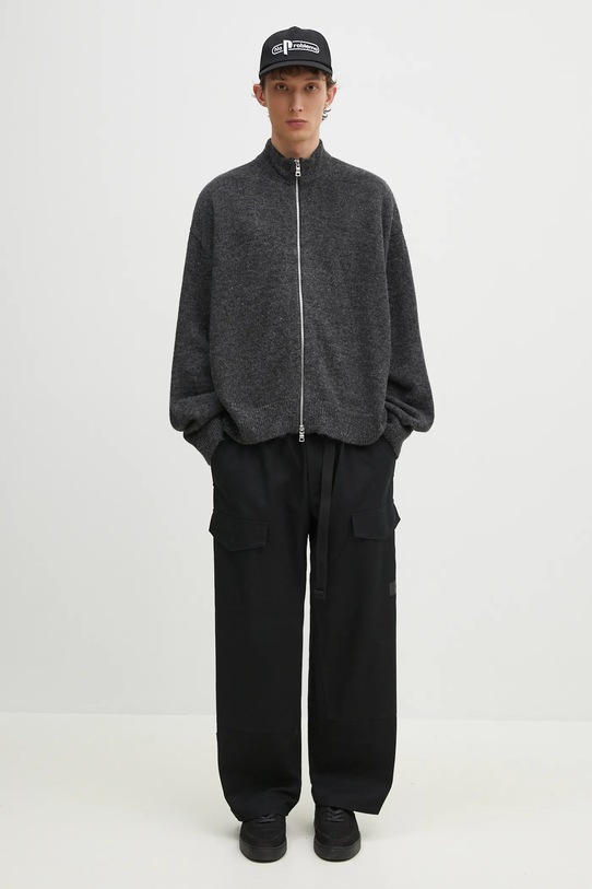 MKI MIYUKI ZOKU cardigan din amestec de lana Mohair Blend Knit Track Jacket MOHAIR.BLEND.KNIT.TRACK negru
