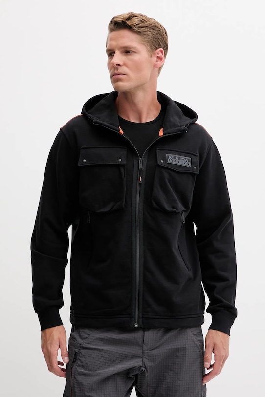 Napapijri bluza bawełniana B-Rivalto nadruk czarny NP0A4ICG9411