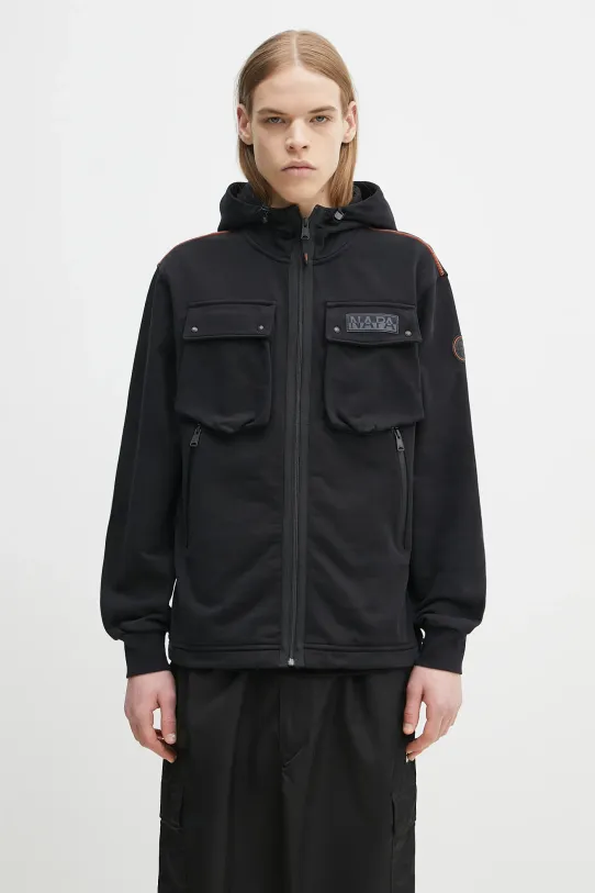 Pamučna dukserica Napapijri B-Rivalto print crna NP0A4ICG9411