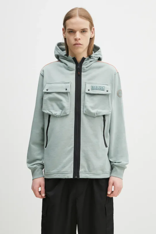 Napapijri felpa in cotone B-Rivalto sovrastampa verde NP0A4ICGG1X1