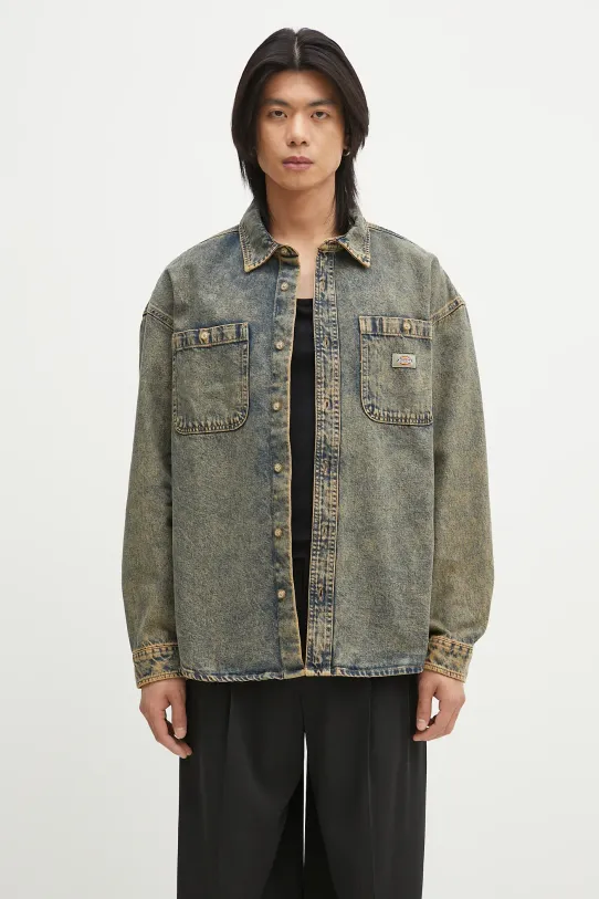 Dickies denim jacket Houston Ls Shirt Yellow Fade Indigo without navy DK0A4YF5K581