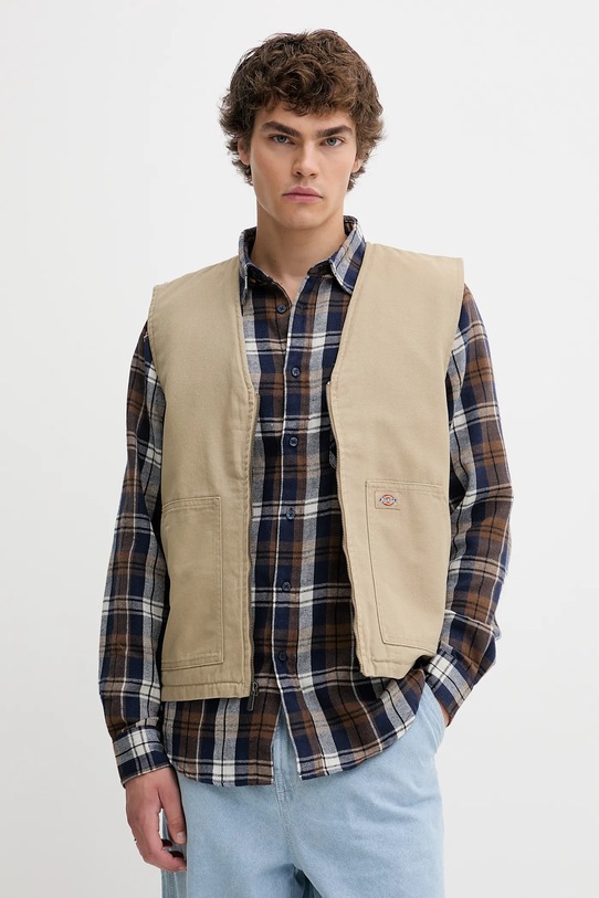 Dickies vestă din bumbac Duck Canvas Summer Vest Sw Desert Sand cu captuseala bej DK0A4YQKF021