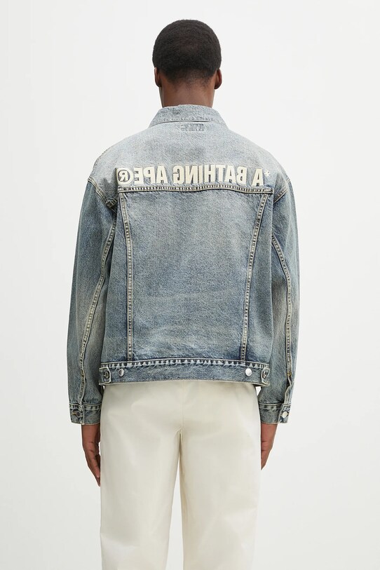 Oblečení Bavlněná džínová bunda A Bathing Ape Distressed 13Oz Denim Trucker 1K80140308 modrá