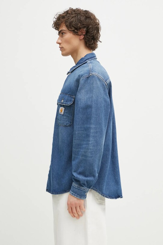 Carhartt WIP giacca di jeans Harvey Shirt Jac I033346.014L blu SS25